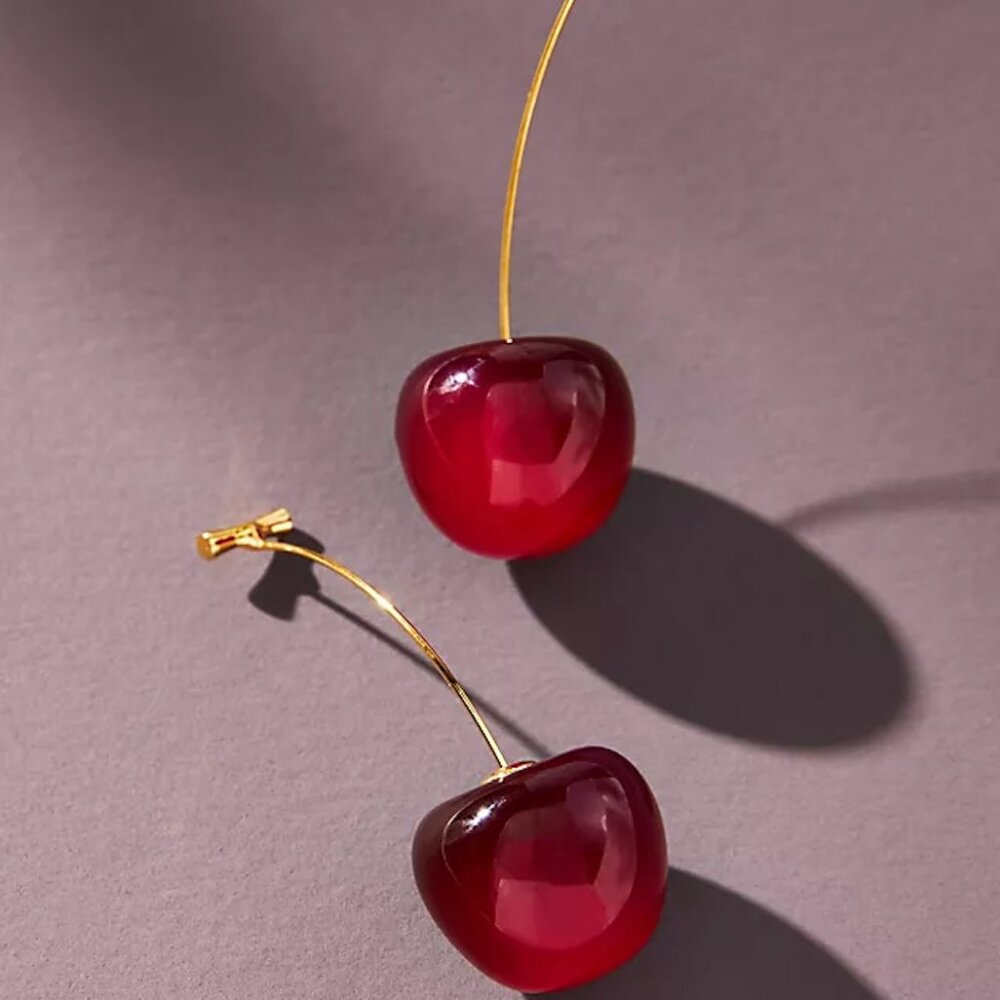 Anthro Cherry Drop Earrings - Picture 3 of 7